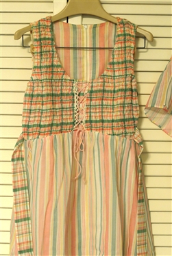 New Old Stock Vintage Jody of California Pink, Green, and Yellow Plaid Maxi Dress with Matching Shawl - Never Worn with Original Gift Box and Tags - Size 5