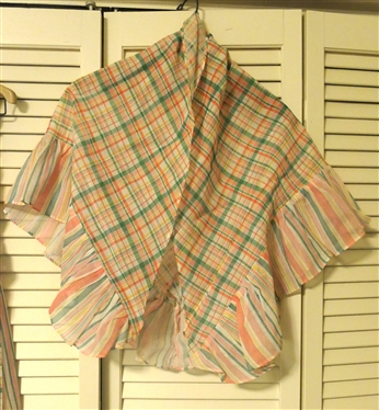 New Old Stock Vintage Jody of California Pink, Green, and Yellow Plaid Maxi Dress with Matching Shawl - Never Worn with Original Gift Box and Tags - Size 5