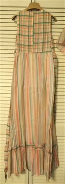 New Old Stock Vintage Jody of California Pink, Green, and Yellow Plaid Maxi Dress with Matching Shawl - Never Worn with Original Gift Box and Tags - Size 5