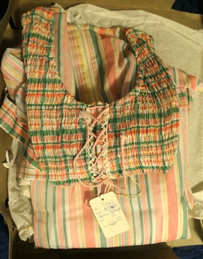 New Old Stock Vintage Jody of California Pink, Green, and Yellow Plaid Maxi Dress with Matching Shawl - Never Worn with Original Gift Box and Tags - Size 5