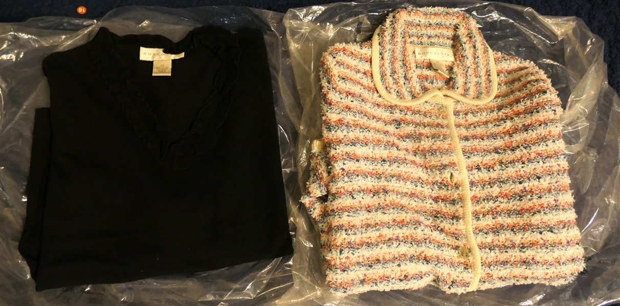 2 New Doncaster Sweaters - Size XS with Ruffled Collar and Striped Cardigan Size XS 