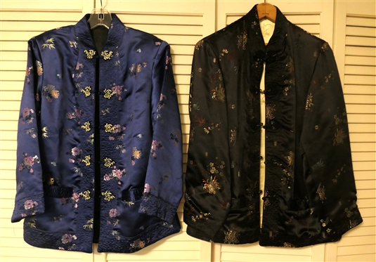 Smithsonian Institute Mandarin Jacket - Reversible - Size Small and Double Peach Silk Reversible Mandarin Jacket - Size Small 