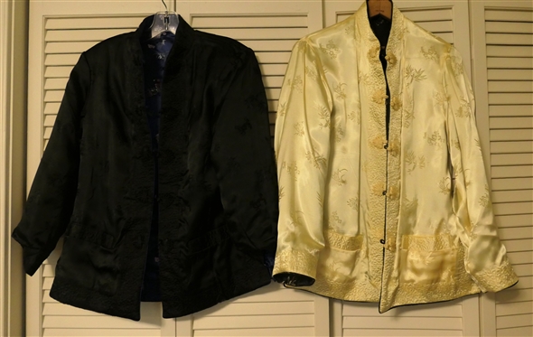 Smithsonian Institute Mandarin Jacket - Reversible - Size Small and Double Peach Silk Reversible Mandarin Jacket - Size Small 