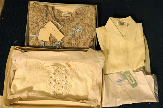 Ultimate Knit by Janet Maffei Silk Sweater - New With Original Tags - Size 4, Ceau Vive Sweater - Size Small - New in Original Gift Box, Shirt Specialist by The Land Mark - Shirt Size Large New...
