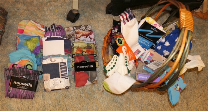 Basket of New Socks - Novella Knee Hi, Halloween, Compression Socks, Hiking Socks, Good Luck Socks, and Others