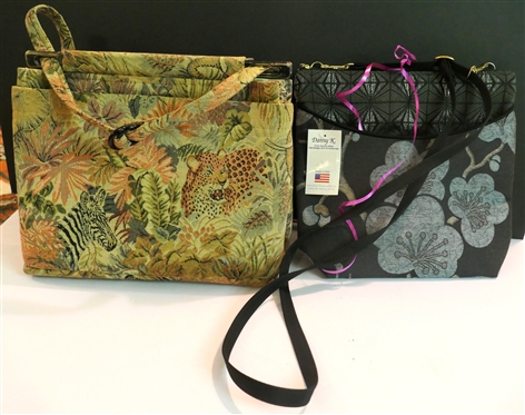 2 Purses - Toby Weston - Woodland Hills California, - Tapestry Purse with Jungle Animals and Danny K - Fine Handcrafted Handbags  - Made in USA - New with Original Tags