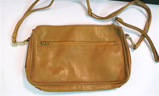 Ruth Saltz Hand Crafted Leather Hand Bag - Signed in Gold Inside Pocket - BS Monogram Tag on End - Soft Light Brown Leather 