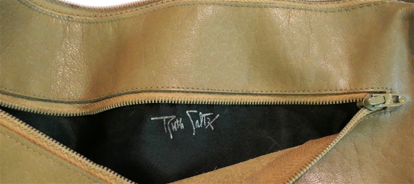 Ruth Saltz Hand Crafted Leather Hand Bag - Signed in Gold Inside Pocket - BS Monogram Tag on End - Soft Light Brown Leather 
