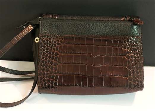 Brighton Shetland Organizer Purse - Handcrafted Black and Brown Leather - Shows Little to No Use - Original Tags Inside