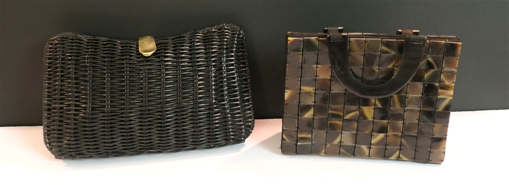 Tortoise Shell Style Mosaic Style Handbag - Made in Vietnam and Magid Hand Crafted Basket Clutch 