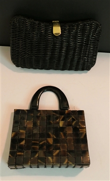 Tortoise Shell Style Mosaic Style Handbag - Made in Vietnam and Magid Hand Crafted Basket Clutch 