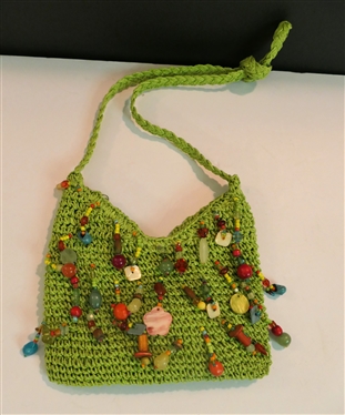 Capelli Green Crochet Beaded Purse