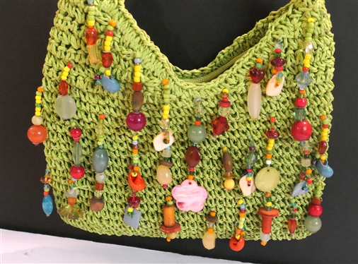 Capelli Green Crochet Beaded Purse