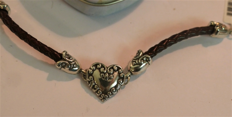 Brighton Cupid''s Bandit Leather Heart Bracelet in Original Tin Box - New with Tags 