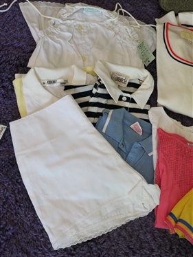 Lot of Vintage Sports Clothing - Sphairistike Tennis Short and Tank - Both New with Tags, Lady Sahara Indian Creek, Dotty Smith, Golf Sweater, Woolrich Corduroy Shorts, Action Scene Tops, Amanda,...