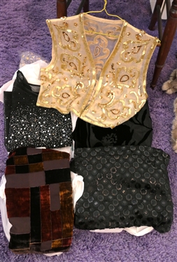 Group of Evening Wraps, Beaded Vest, Beaded Top, Velvet Wraps