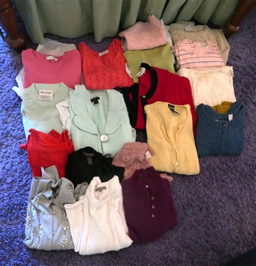 Lot of Sweaters Modern and Vintage - J.G. Hook, Sigrid Olsen Sport, Stark Reality, Lelia P, Brooks Brothers, Talbots, Jane Irwill, Lily Hand made Crochet