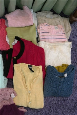 Lot of Sweaters Modern and Vintage - J.G. Hook, Sigrid Olsen Sport, Stark Reality, Lelia P, Brooks Brothers, Talbots, Jane Irwill, Lily Hand made Crochet