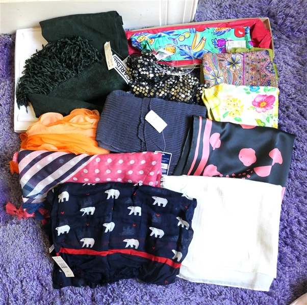 Lot of Scarves - Modern and Vintage - Carlisle Silk - New with Tags, Liz Claiborne, West Loop, Talbots, Sequins, Others