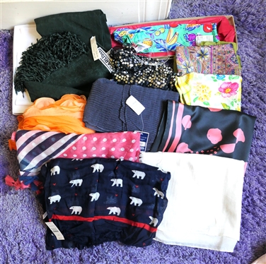 Lot of Scarves - Modern and Vintage - Carlisle Silk - New with Tags, Liz Claiborne, West Loop, Talbots, Sequins, Others