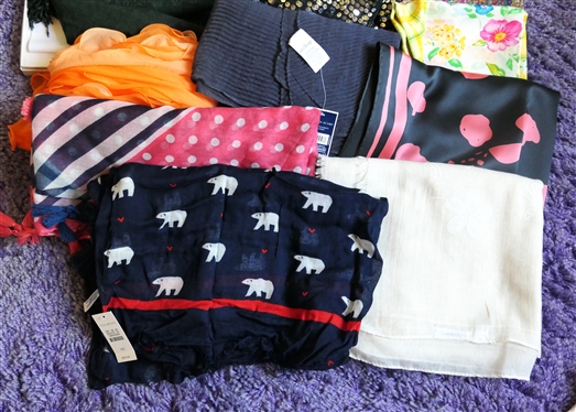 Lot of Scarves - Modern and Vintage - Carlisle Silk - New with Tags, Liz Claiborne, West Loop, Talbots, Sequins, Others