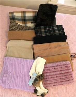 Lot of Winter Scarves -Most New with Tags - Cashmere, Wool, Faux Fur 