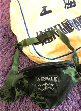 3 Vintage Bags - Freedom Aloha Fanny Pack, Airwalk Fanny Pack, and Shanghai Textile Exhibition and Sales Service Tote Bag