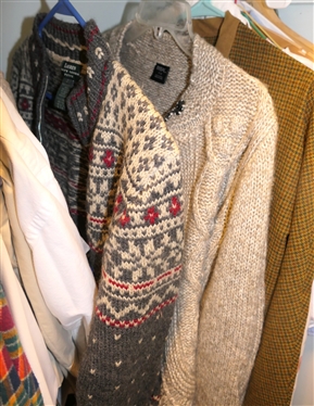 Choice of Clothes in Closet- LL Bean, Liz Wear, Ralph Lauren, Talbots, French Dressing, Doncaster, Lands End, Liz Claiborne, Pacer, Woolrich, Etc. 