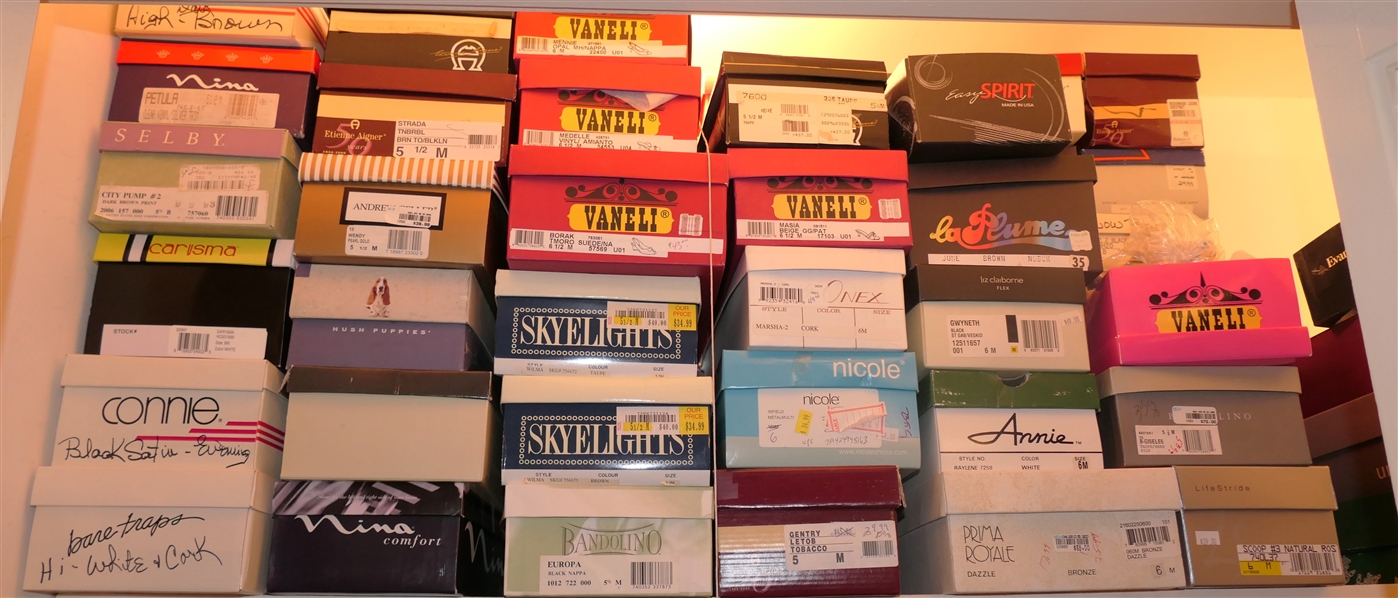 Choice of Shoes in Boxes - Skylights, Vaneli, Connie, Nina, Hush Pullies, Selby, Etienne Angier, Nicole, and Others - 2 Rows Deep 