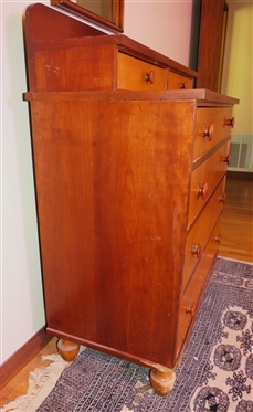 Nice Chest with Offset Top and Backsplash - Birdseye Maple Drawer Fronts - Wood Pulls - Turnip Style Feet - 2 Small Drawers over 4 Drawers - Chest Measures 42 Tall 39 1/2 by 18 1/2 - Not...