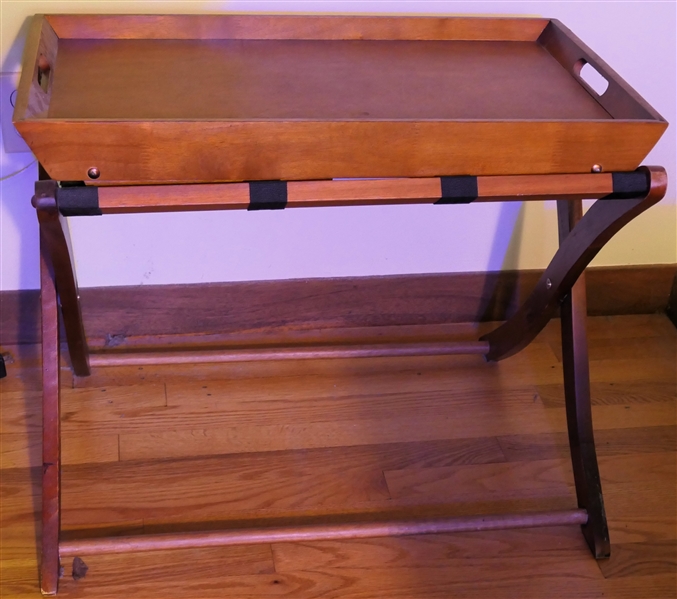 Folding Wooden Luggage Rack and Folding Breakfast Tray - Tray Measures 26" By 15" 