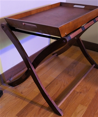 Folding Wooden Luggage Rack and Folding Breakfast Tray - Tray Measures 26 By 15 