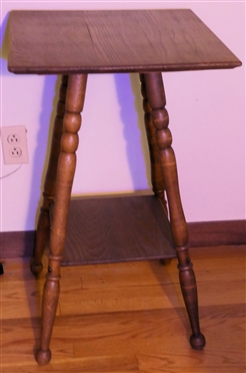 Square Oak Center Table - Measures 29" Tall 18" By 18" 
