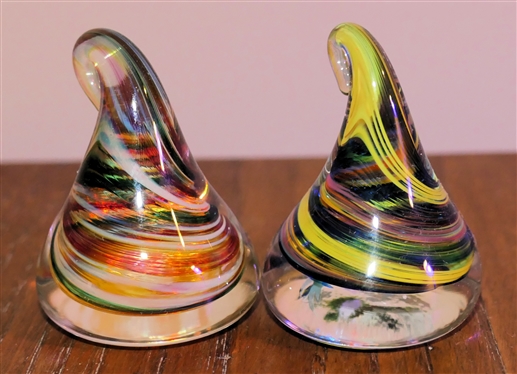 2- Ron Hinkle Glass - Buckhannon, WV Art Glass Tear Drop Kisses - Each Measures 1 3/4" Tall 