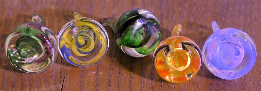 5 Hand Made Art Glass Tear Drop Kiss Figures - Tallest Measures 2 1/4 Tall 