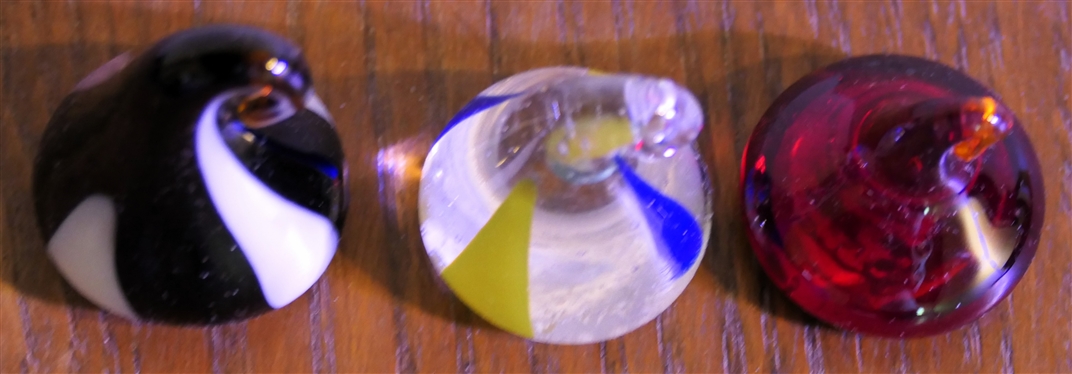 3 - Willow Creek Glass - Claudia Rexroad - West Virginia Art Glass Tear Drops / Kisses - Each Figure Measure 1 1/4 Tall 
