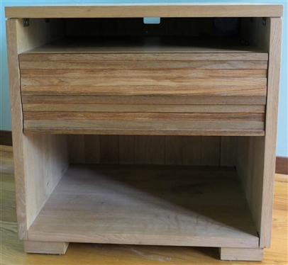 Crate and Barrel Sierra Nightstand - Teak Drawer Front European White Oak Case - Stand Measures 23" Tall 23" by 18" 