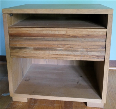 Crate and Barrel Sierra Nightstand - Teak Drawer Front European White Oak Case - Stand Measures 23" Tall 23" by 18" 