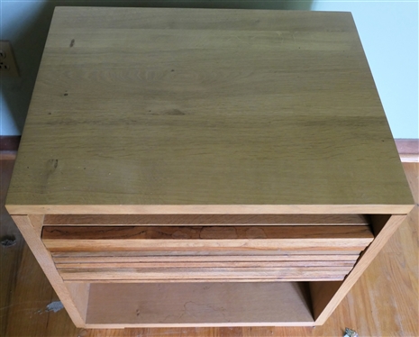 Crate and Barrel Sierra Nightstand - Teak Drawer Front European White Oak Case - Stand Measures 23 Tall 23 by 18 