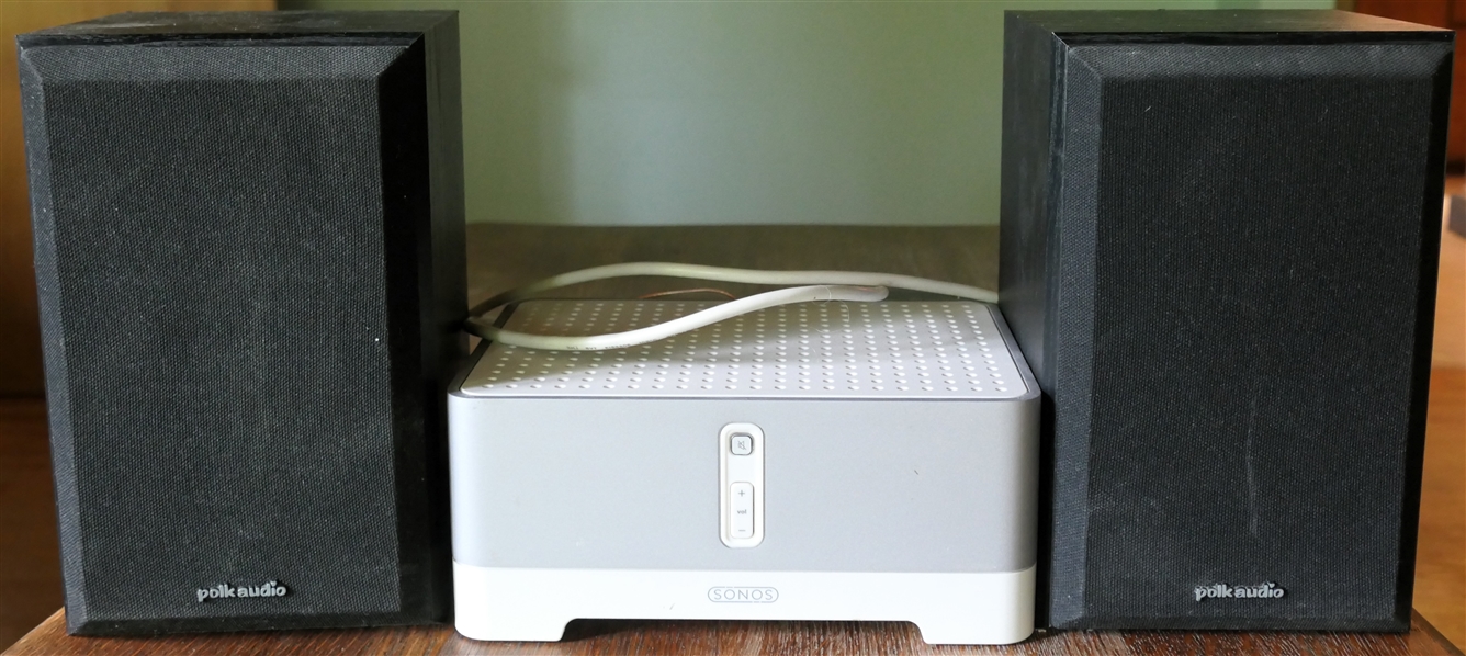 SONOS Digital Music System Zone Player Z100 with Power Cord and 2 Polk Audio Speakers - Speakers Are 10 1/2" Tall 6 1/2" by 7"