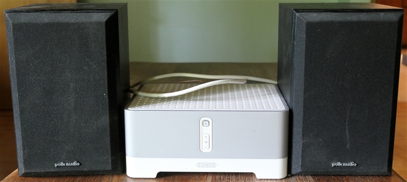 SONOS Digital Music System Zone Player Z100 with Power Cord and 2 Polk Audio Speakers - Speakers Are 10 1/2" Tall 6 1/2" by 7"