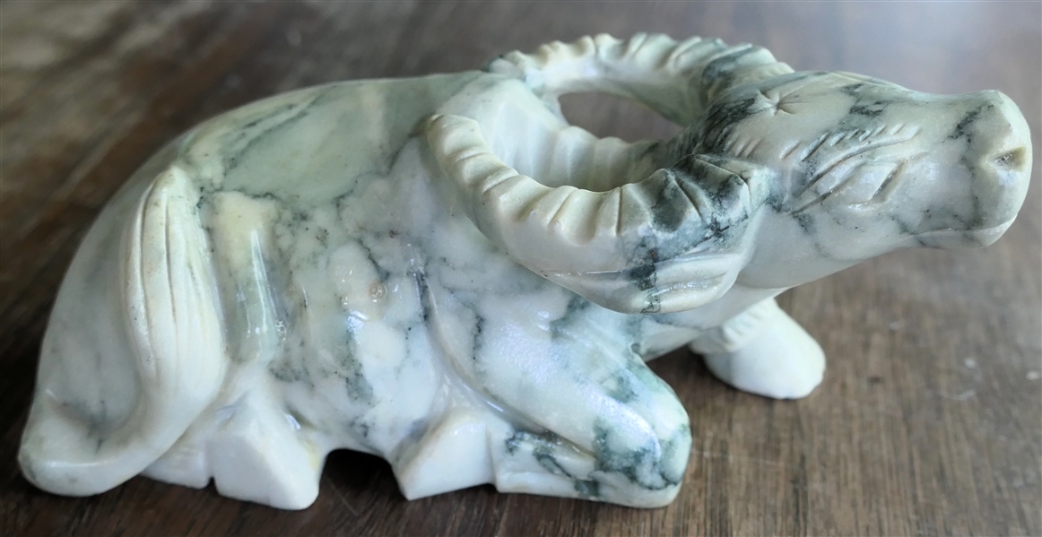 Stone Carved Water Buffalo - Hand Carved - Measures 2 3/4" Tall 6" Long