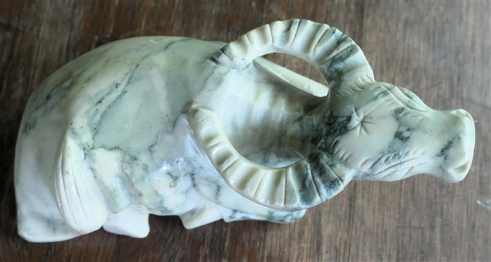 Stone Carved Water Buffalo - Hand Carved - Measures 2 3/4 Tall 6 Long