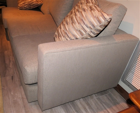 Beautiful Gray Thayer Coggin Michelle Pillow Back Sofa  - Down Filled Cushions - Clean Gray Upholstery - Couch Measures  90 Long - Clean with Coordinating Throw Pillows - Thayer Coggin Inc. High...