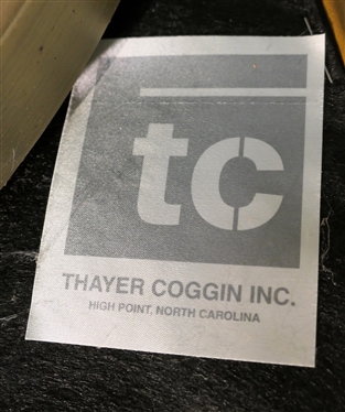 Thayer Coggins Zac Swivel Chair - Tan Leather Upholstery with Bronze Frame - Hand Crafted by Thayer Coggin Inc. High Point, NC - Chair Measures 33 Tall 30 by 34