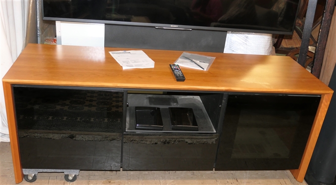 Sony Bravia 85 LCD Digital Color TV Attached with Nice TV Stand with AV Compartments - Vented Cabinets & Drawer - TV Has Remote - Cabinet Measures 24 Tall 66 by 22 