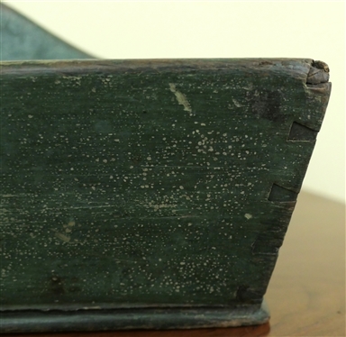 Green Painted Knife Box / Cutlery Tray - Dovetailed Construction - Box Measures 3 1/2 Tall 13 1/2 by 10 1/2
