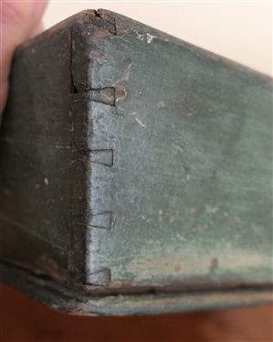 Green Painted Knife Box / Cutlery Tray - Dovetailed Construction - Box Measures 3 1/2 Tall 13 1/2 by 10 1/2