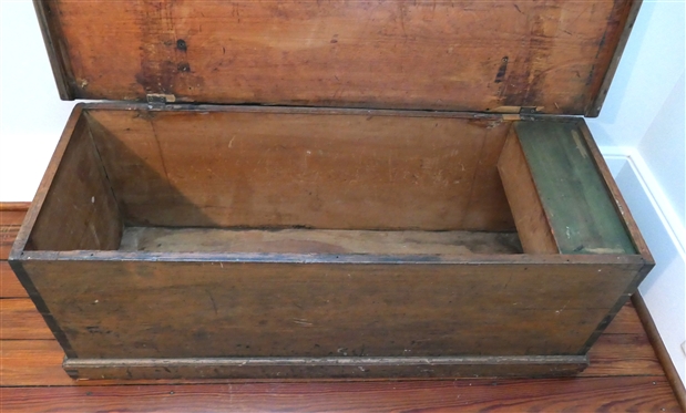 19th Century Blanket Chest with Glove Box - One Board Top and Sides - Dovetailed Case - Measures - Replaced Hinges 15 1/2 Tall 41 by 15 