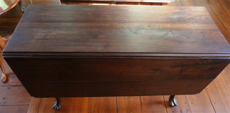 19th Century Walnut Gate Leg Drop Leaf Table - Claw Feet - Pegged Construction - Table Measures 28 3/4 Tall 47 1/2 by 18 -Leaf Measures 17 3/4 - One Leaf is Off and Pictured Separately 